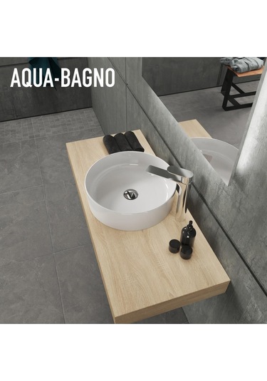 Aqua Bagno Bianzo Tezgah Üstü Çanak Lavabo, Batarya Deliksiz, 42 Cm Beyaz