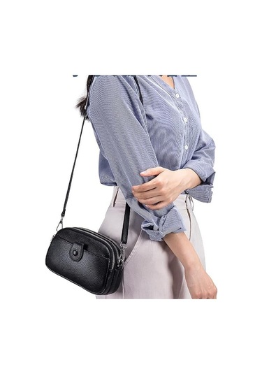 Teltree Kadın Deri Çapraz Çanta - Yumuşak Üst Tabaka İnek Derisi, 3 Bölmeli, Telefon İçin Küçük, Ayarlanabilir Askı, Gri Gümüş