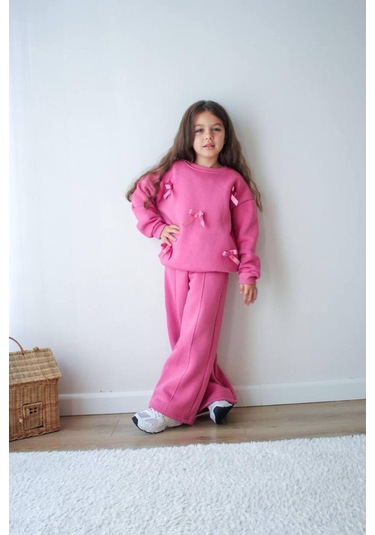 Jeliboomkidswear Kız Çoçuk Kurdele Detay 2 Li Takım Pembe