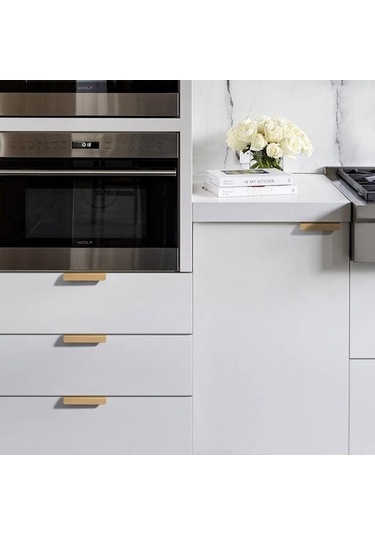 Pazly Altın Yatak Odası Kapısı Kolu, 400mm, Alüminyum, Modern, Gizli Donanım, Siyah Ve Altın Renk Altın