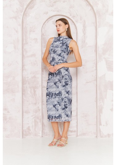 Kadın Gri Sıfır Kol Tül Elbise Dm1043 Gri