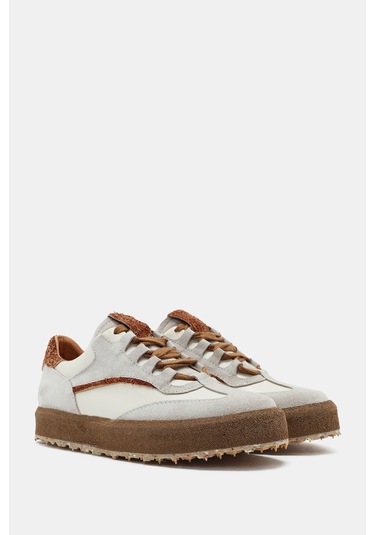 Rayn Kadın Bej Taba Gerçek Deri Sneaker Taba