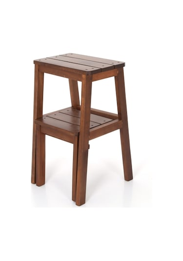 Merdiven Tabure 2 Basamaklı Ceviz Renk 58x35x25cm Diğer