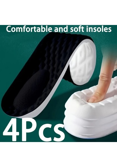 Gateesat Siyah 4 Parça Rahat Tabanlık Nefes Alabilir Spor Ayakkabı İçin Eu43-44