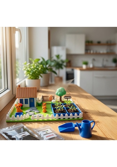 Kutpia Mini Bahçe Çocuk Oyun Ve Eğitim Seti 25x19cm - Sevimli Kediler Mavi