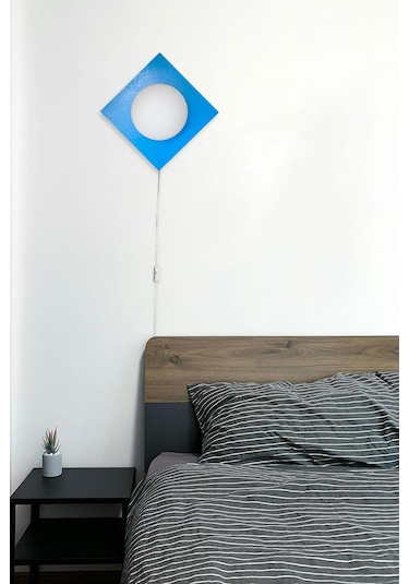 Kare Aplik Fişli Mavi