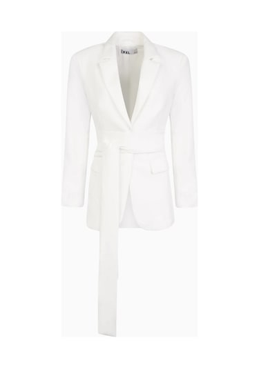 Because Of Alice Classic Blazer With Belt Klasik Blazer Kadın Ceket Beyaz