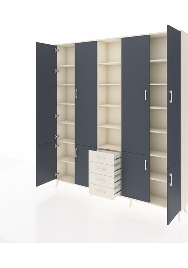 Arges Dolap 17 Raflı 4 Çekmeceli 8 Kapaklı 220x30x243 Aytaşı-antrasit/aytaşı Antrasıt/aytası