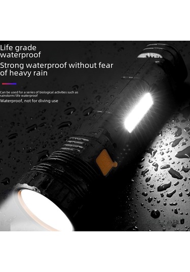 Wezone Güneş Enerjili Usb Şarj Edilebilir Led El Feneri, Ultra Parlak, Taşınabilir, Çok Amaçlı, Acil Durum Lambası T45 Lityum Pil + Usb Kablosu Çok Renkli