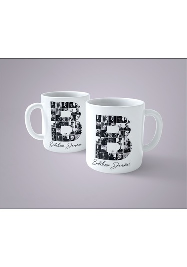 Kişiye Özel İsimli Atatürk Resimleri İle Bezenmiş B Harfi Baskılı Kupa Bardak
