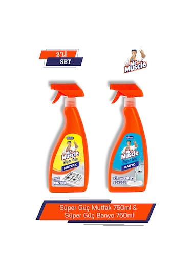 Mr.muscle Süper Güç Mutfak 750 ML + Süper Güç Banyo 750 ML