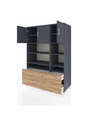 Kronos Dolap 10 Raflı 4 Çekmeceli 3 Kapaklı 132x59x195 Antrasit-antrasit/çam Antrasıt/atlas Çam Kronos Dolap 10 Raflı 4 Çekmeceli 3 Kapaklı 132x59x195 Antrasit-antrasit/çam Antrasıt/atlas Çam