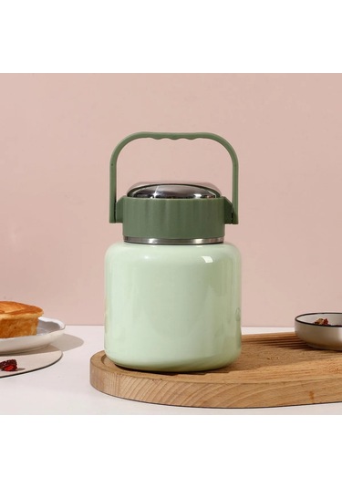 Çelik Mama Termosu Sıcak Veya Soğuk Yiyecekler İçin Öğle Yemeği Termosu 500 Ml Yeşil