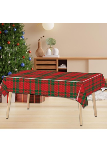 Suntek Yılbaşı Tek Kullanımlık Masa Örtüsü Tatil Su 1 Adet Büyük Kareli