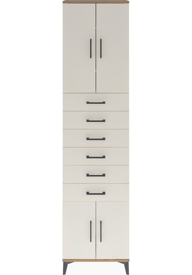 Arges Dolap 3 Raflı 6 Çekmeceli 4 Kapaklı 60x30x243 Çam-aytaşı Çam