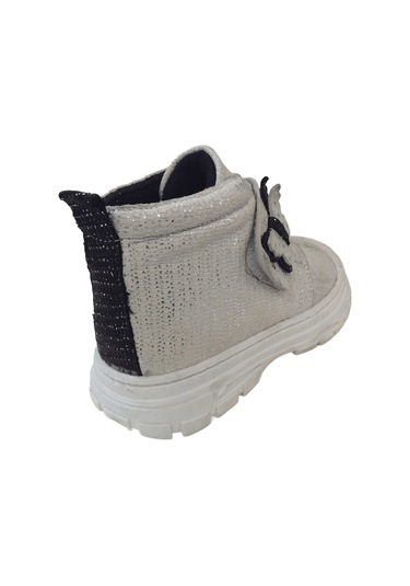 Ortopedikal 1001 Ridente Gümüş Simli Parlak Patik Kız Çocuk Bot % 100 Deri Kalın Tek Cırtlı Gümüş