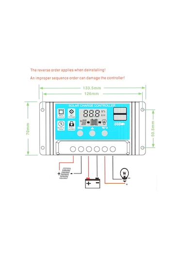 Yaozixa "30a Pwm Güneş Şarj Kontrol Cihazı - 12v/24v Otomatik Adapte, Usb 5v Çıkışlı, Akıllı Regülatör"
