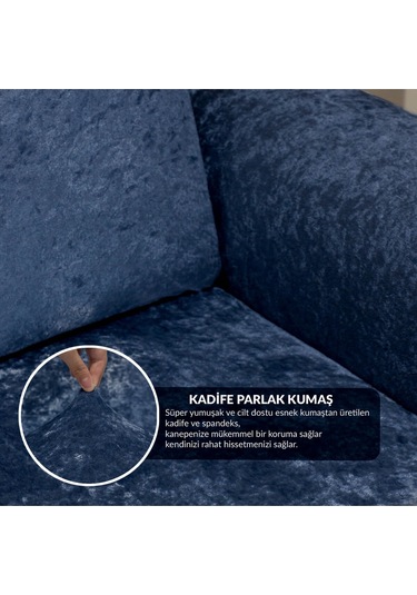 Kadife 3 3 1 1 Petrol Mavi Lastikli Kanepe Örtüsü Lastikli Koltuk Örtüsü Koltuk Kılıfı Pembe