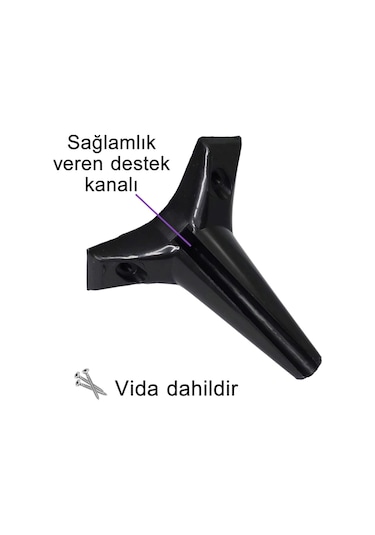 Zelve 6'lı Set Mobilya Tv Ünitesi Çekyat Koltuk Kanepe Ayarlı M8 Destek Ayağı 15 Cm Siyah Baza Ayak