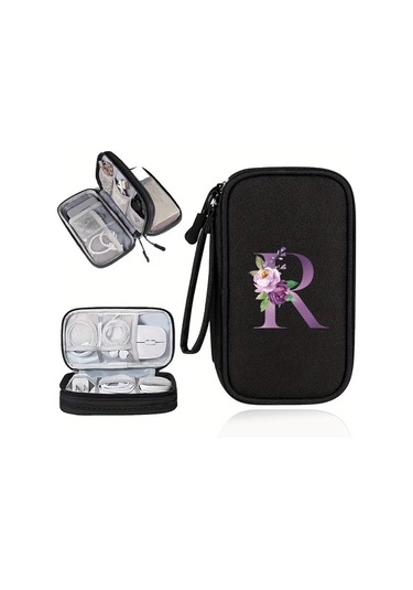 Willowhaven R Desenli Çiçek Baskılı Elektronik Depolama Çantası Disk Kulaklık Şarj Kablosu Taşıyıcı