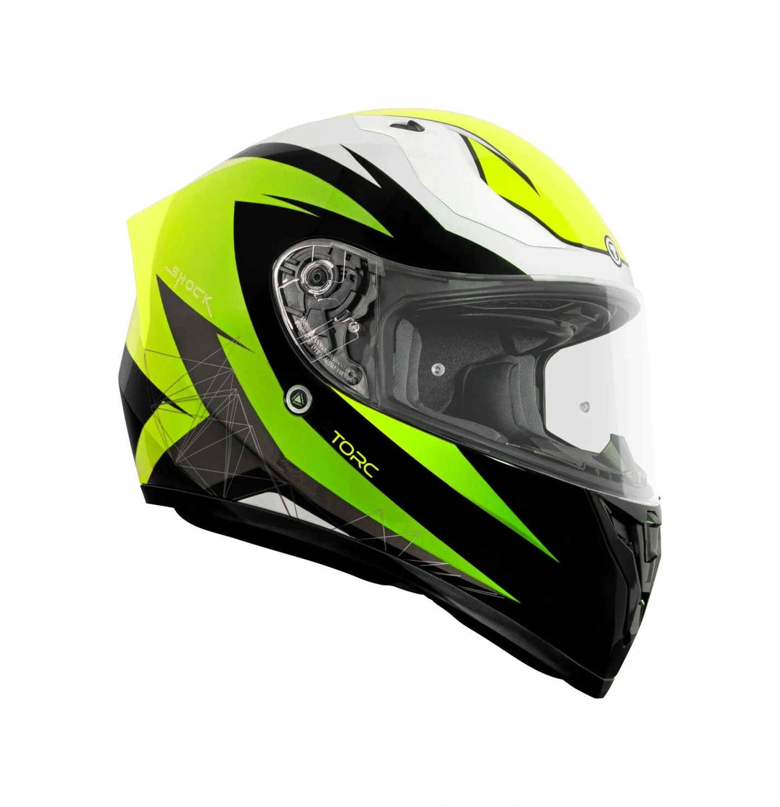 Torc T-15 Shock Kapalı Motosiklet Kaskı Beyaz - Sarı - Siyah