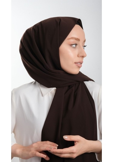 Kahve Düz Klasik Şal Medine Ipeği Sade 202103_14 Kahve