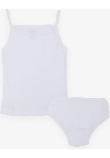 Breeze Kız Çocuk Atlet & Slip Takım Jakarlı 3-11 Yaş, Beyaz-beyaz Beyaz