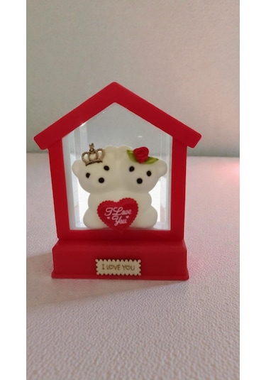 Sevgililer Gününe Özel Ayıcıklı Işıklı Ve Müzikli Biblo Boyut:17,5cm 12 Cm