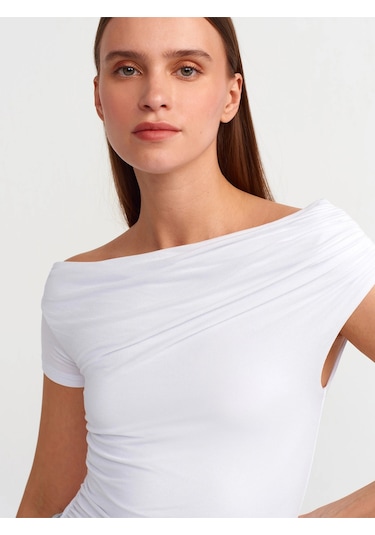 Ollacollection Asimetrik Yaka Top-beyaz