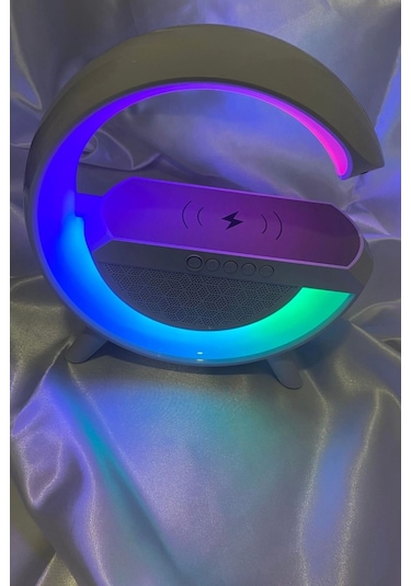 Masa Lambası Led Rgb Işık Kalosuz Şarj Hoporlör Radyo Büyük Boy