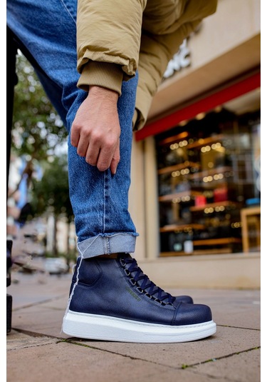 Pabucmarketi Bağcıklı Erkek Sneaker Bot Lacivert Lacivert