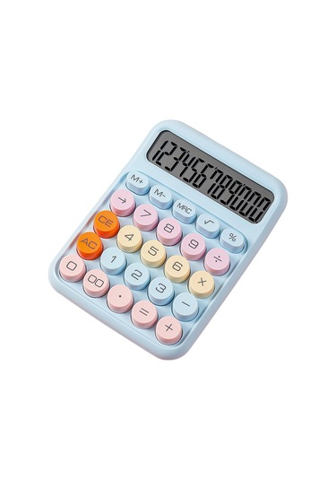 Aubyhe Ofis Hesap Makinesi 12 Basamaklı, Mekanik Klavye Yuvarlak Büyük Tuşlar, Abs Malzeme, Mavi Aaa Pil Gereklidir Mavi