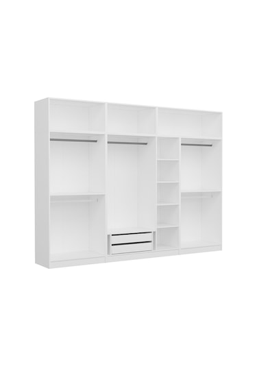 Minar Kale 7 Mebran Kapaklı 2 İç Çekmeceli Dolap Ve Yüklük Beyaz 235cm