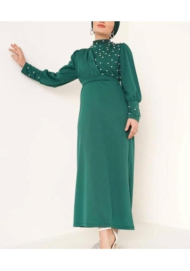 Lovie Moda Madın İncili Özel Gün Elbisesi Yeşil