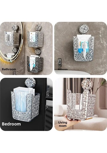 Konesam Duvar Takılı Islak Mendil Kutusu - Delme Yok Şişme Montaj - Banyo İçin Konforlu Erişim - Şeffaf Tasarım Diğer