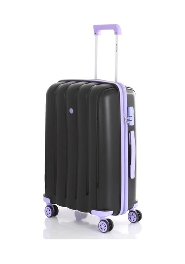 Mçs Bavul Orta Ve Kabin 2li Set Kırılmaz Silikon Valiz V305 Siyah/lila Siyah