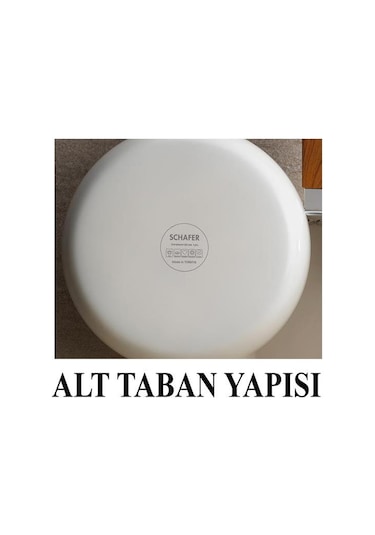 Schafer Ceramoni Seramik Tava 24 Cm Ve 20 Cm Kapaklı Sahan Seti Krem Krem