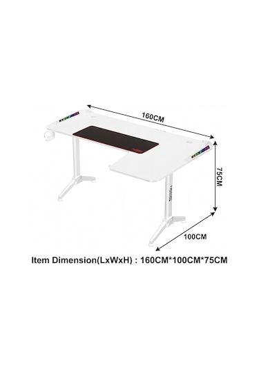 Twısted Minds Warrıor Tm-y-rw-rgb L Design Oyuncu Masası -Beyaz