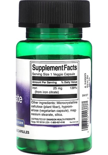 Iron Citrate 25 Mg 60 Kapsül