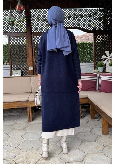 Rabia Şamlı Yakut Angora Triko Kap Lacivert Çok Renkli