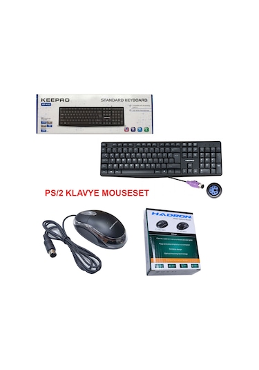Ps2 Girişli Klavye Mouse Set Eski Yuvarlak Tip Ps2 Mouse Klavye Seti Optik