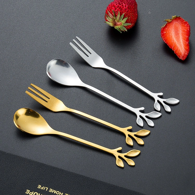 Youmex Altın Kaplama Paslanmaz Çelik Çay Kaşığı - Doğa Motifi Dal Şekilli Kahve Karıştırıcı, Tatlı Ve Meyve Kaşıği Seti Diğer