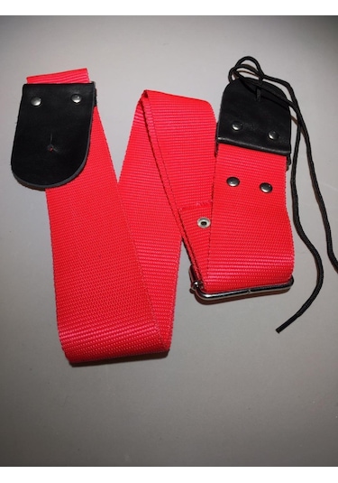 Gitar Askısı Kırmızı Renkli Deri Uçlu