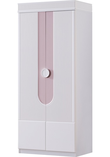 Gardırop, Vira 2 Kapaklı Dolap - Pembe Ahşap