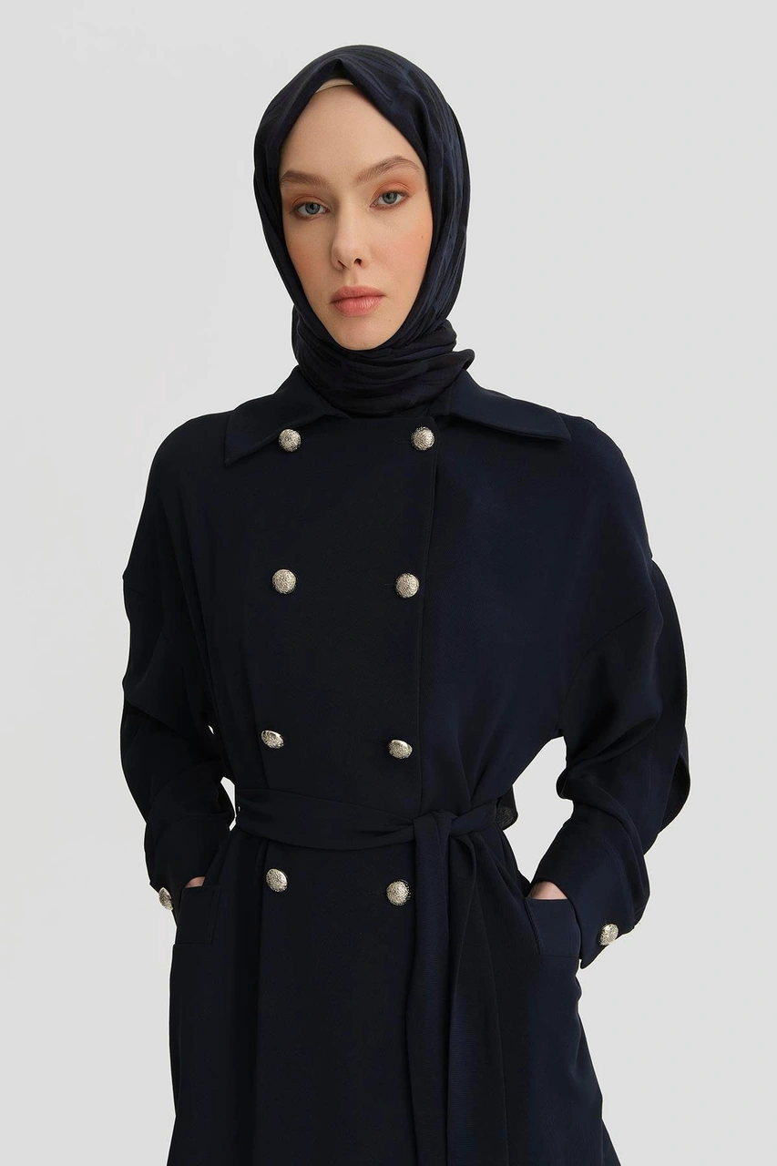 Armine Kol Yırtmaçlı Kruvaze Kap 25y7800 Lacivert Lacivert