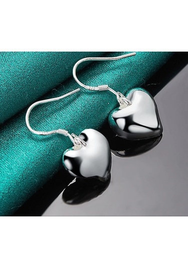 925 Ayar Gümüş Salanan Kalp Küpe