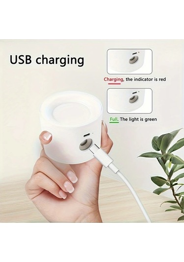 Motion003 Led Manyetik Duvar Aplik Lambası Beyaz Usb Şarjlı Kumandalı 3 Renk Kısılabilir 360 Dönebilir Beyaz