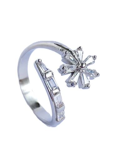 925 Ayar Gümüş Baget Unutma Beni Çiçeği Kadın Yüzük Yılbaşı