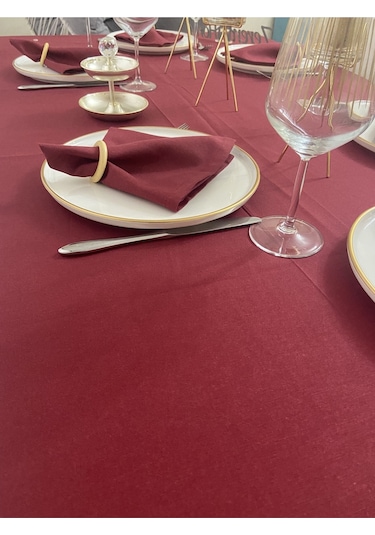 Sıvı Geçirmez Dertsiz Masa Örtüsü Bordo 13 Parça