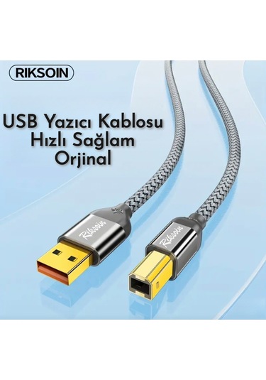 Riksoin 3-metre Usb-a To Usb-b 2.0 Yazıcı Kablosu Ce Lisanslı